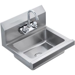Commercial Hand Sink with Faucet, Stainless Steel Sink for Washing, Small Hand Washing Sink, Wall Mount Hand Basin, Utility Sink for Restaurant
