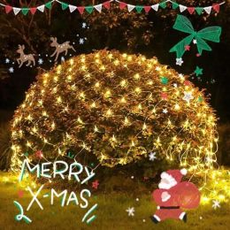 LED Christmas Net Lights Battery Operated 2x3M 192LED Waterproof Mesh Light 8 Modes Christmas Lights For Indoor Outdoor Xmas Party Yard Garden De (Option: 1pcs)