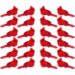 12 Pcs Cardinal Birds For Crafts, Mini Cardinal Clip On Christmas Tree Ornaments Artificial Red Birds Decorations For Wreaths Centerpieces DIY Cr (Option: 24Pcs)