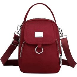 Women Crossbody Bag Nylon Messenger Bags Simple Purse For Work, Multi-pocket Storage Shoulder Handbag (Option: Red)