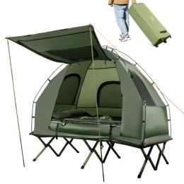 Foldable Outdoor Camping Tent Cot With Air Mattress And Sleeping Bag For Camping, Hiking, Fishing And Other Outdoor Activities (Option: Green  Blue)