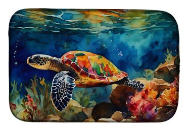 Loggerhead Sea Turtle Dish Drying Mat Absorbent Dish Drying Mat Pad for Kitchen Counter Dish Drainer Mat for Countertop, 14 x 21", Multicolor (Default: Default)