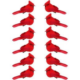 12 Pcs Cardinal Birds For Crafts, Mini Cardinal Clip On Christmas Tree Ornaments Artificial Red Birds Decorations For Wreaths Centerpieces DIY Cr (Option: 12csp)