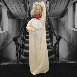 Haunted Hill Farm Zombie Bride With Pop-Up Head And Light-Up Eyes, Halloween Animatronic For Battery Operated Scary Indoor Or Covered Outdoor Hal (Option: 65SwingingGirl)